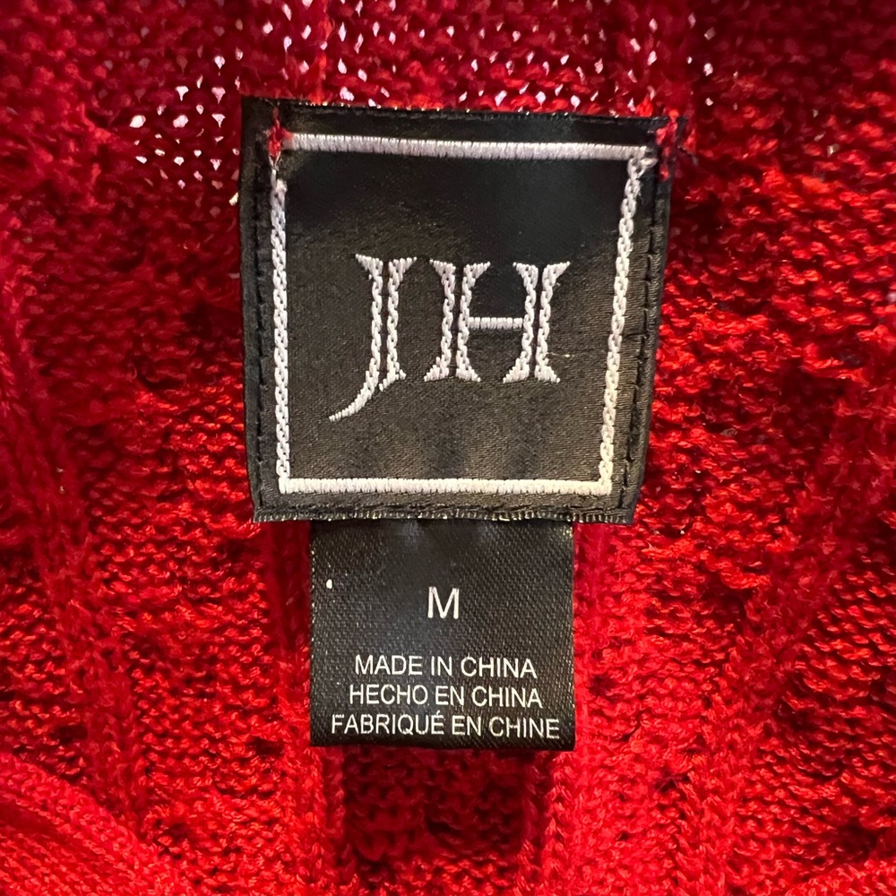 JH Women’s Red Long Sleeve Cable Kint Sweater Dress! Size Medium. - Picture 7 of 10
